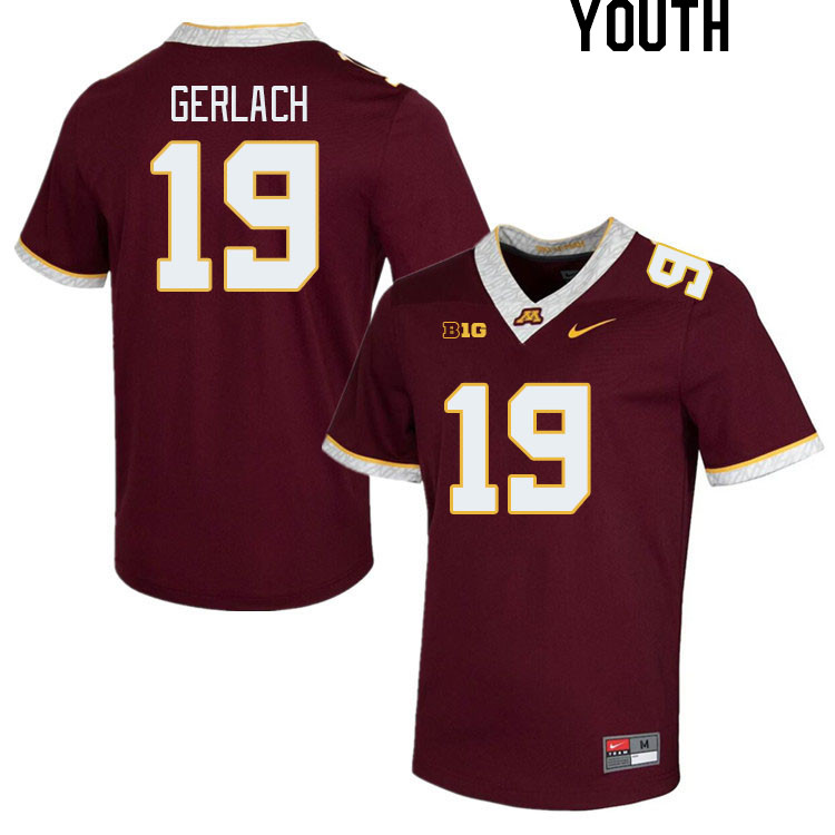 Youth #19 Joey Gerlach Minnesota Golden Gophers College Football Jerseys Stitched-Maroon